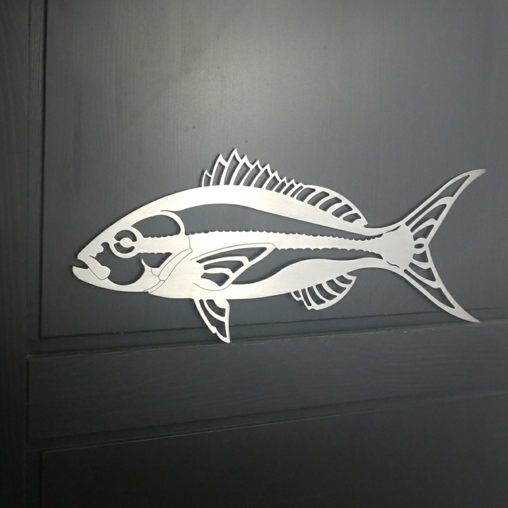 Yellowtail Stainless Steel Metal Fishing Sign